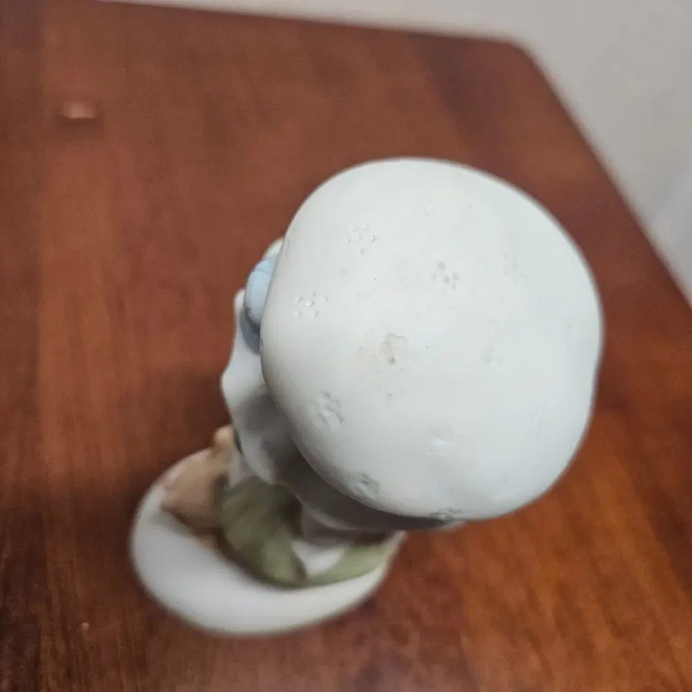 Vintage Miss Mitzie by Heartline Porcelain Figurine, Sweeping Floors With Cat